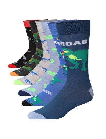 JAMES FIALLO Men's 6 Pairs Stylish Colorful Patterned Dress Socks