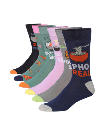 Men's 6 Pairs Casual Novelty Spicy Rice Fiesta Colorful Patterned