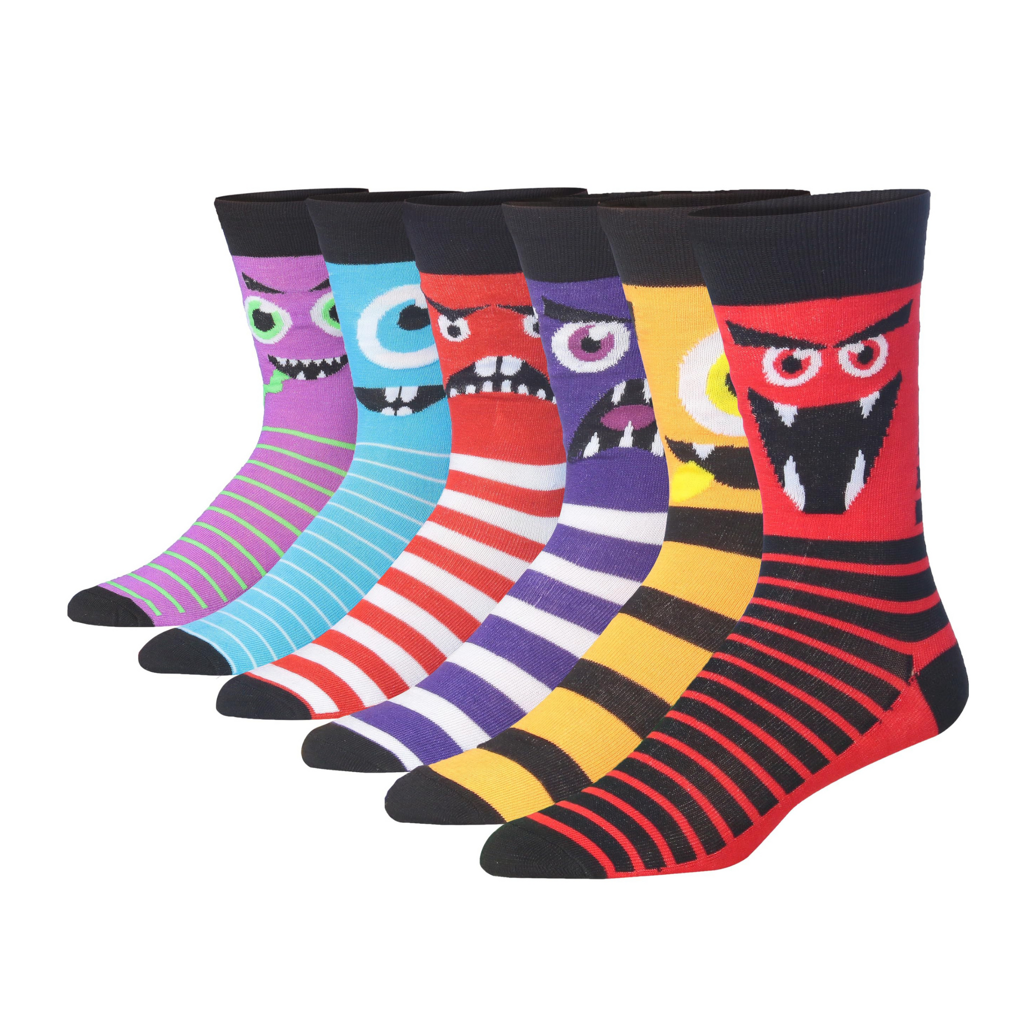 Men's 6 Pairs Casual Novelty Rich Maroon Colorful Patterned Dress