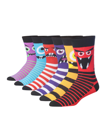 Men's 6 Pairs Casual Novelty Rich Maroon Colorful Patterned Dress