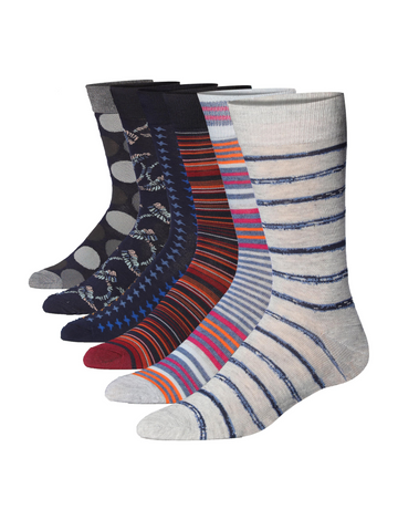 Men's 6 Pairs Casual Novelty Vibrant Leafy Ovals Colorful Patterned