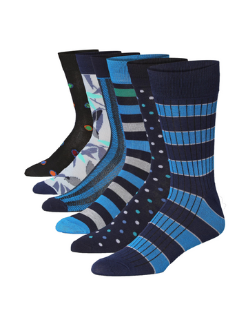 JAMES FIALLO Men's 6-Pairs Fashion Novelty Dot Stripe Floral Colorful