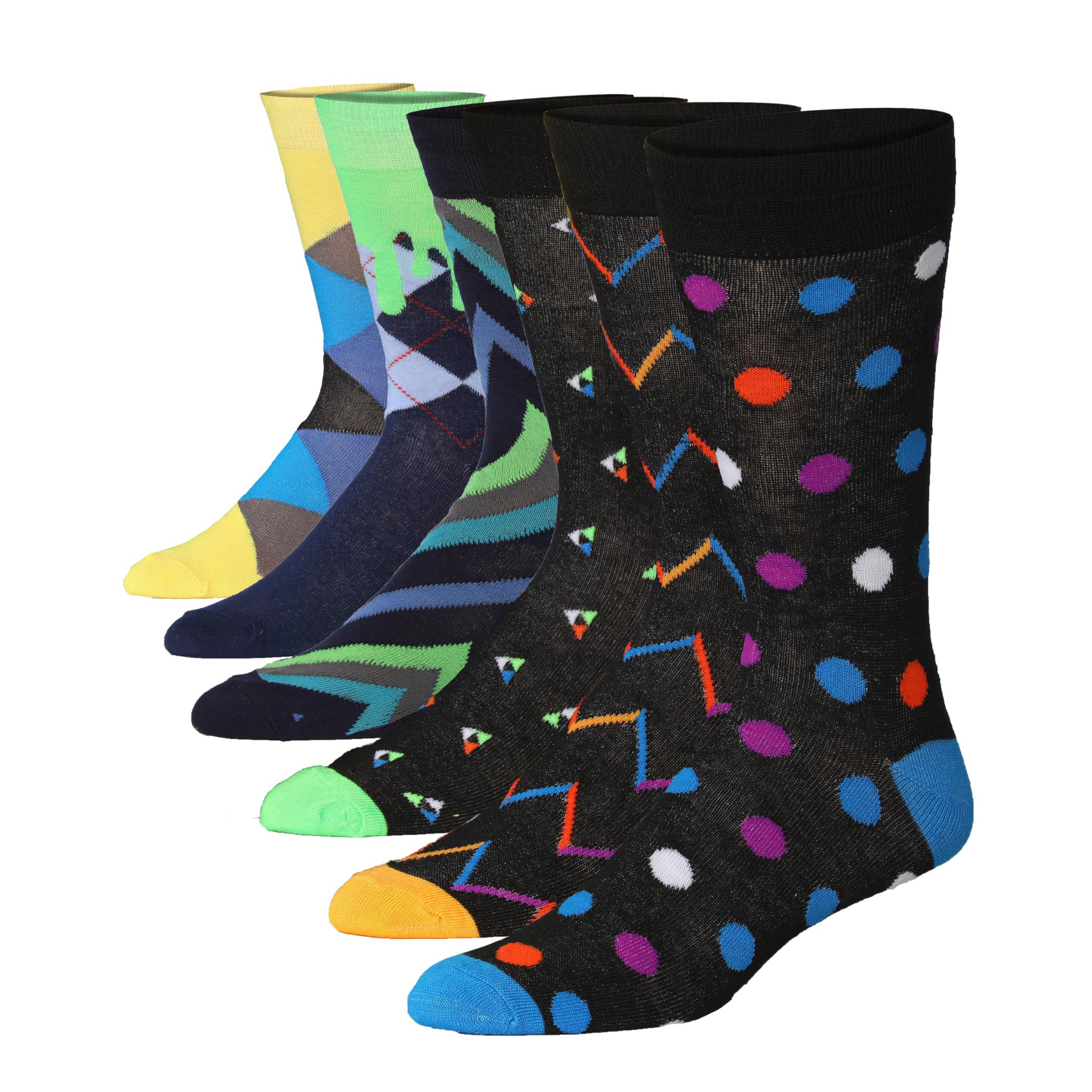 Men's 6 Pairs Casual Novelty Geometric Infusion Colorful Patterned