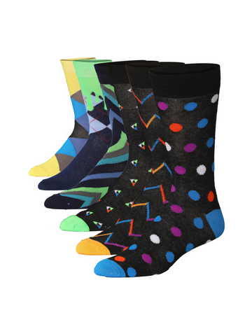 Men's 6 Pairs Casual Novelty Geometric Infusion Colorful Patterned