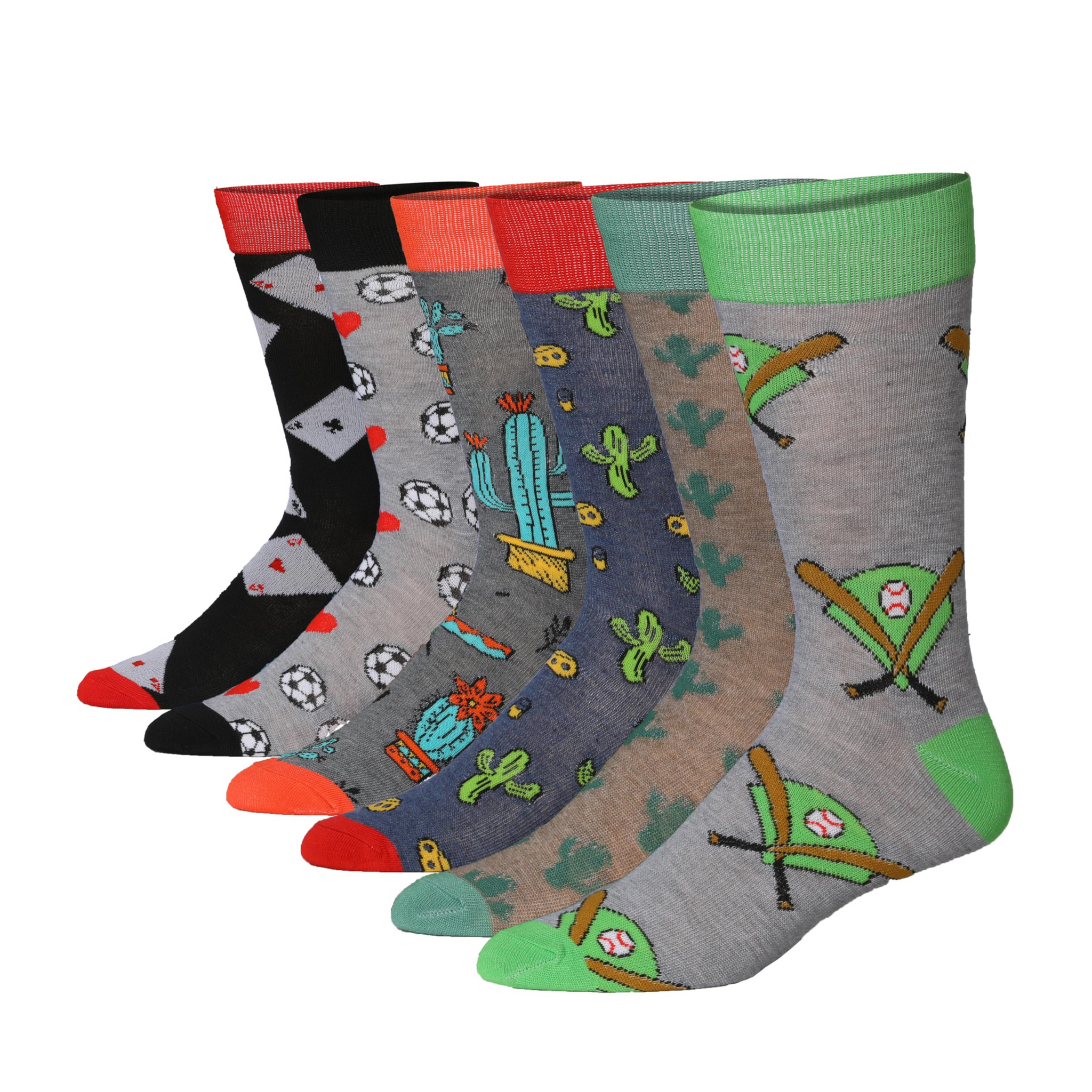 Men's 6 Pairs Casual Novelty All-star Adventure Colorful Patterned