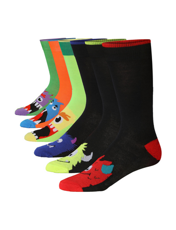 JAMES FIALLO Mens 6-Pairs Novelty Monster Mash Madness Colorful