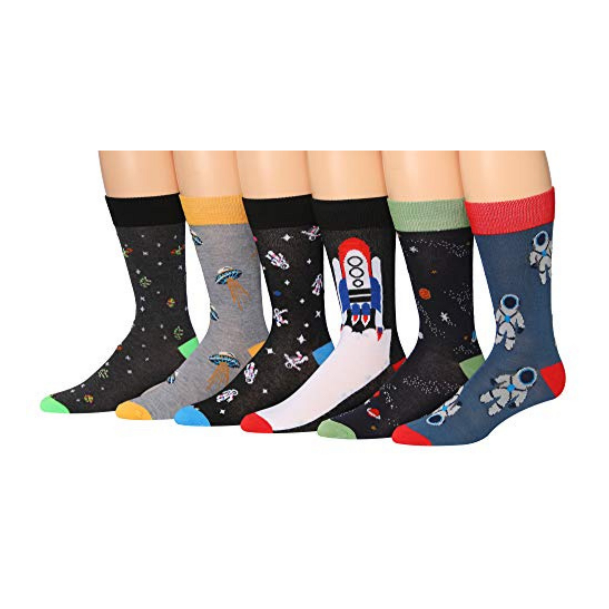 Men's 6 Pairs Casual Novelty Celestial Dreams Colorful Patterned Dress