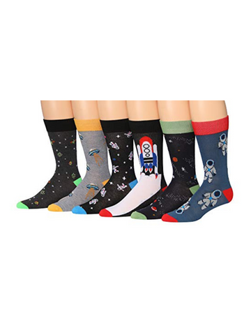 Men's 6 Pairs Casual Novelty Celestial Dreams Colorful Patterned Dress