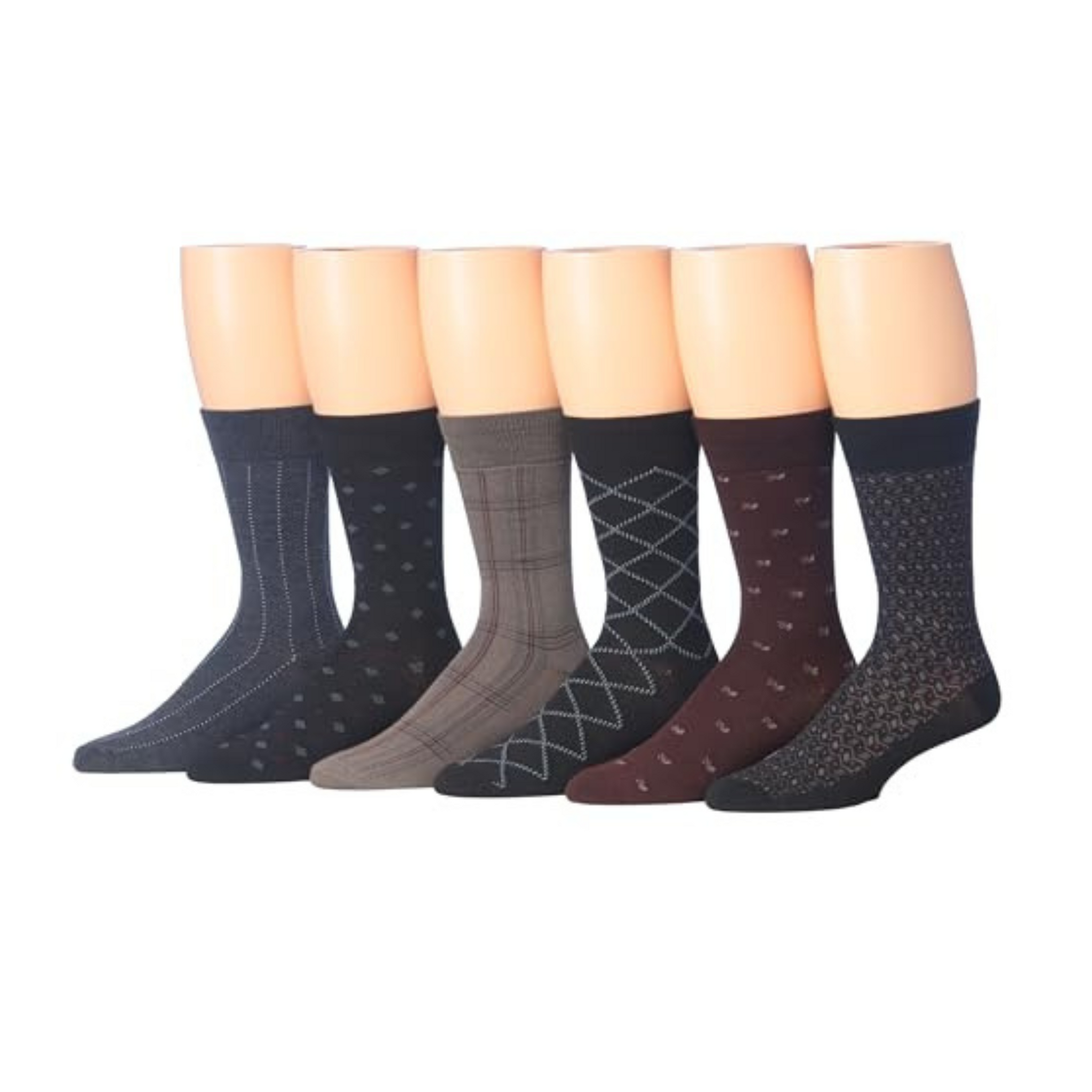 Men's 6 Pairs Casual Novelty Elegance Colorful Patterned Dress Socks