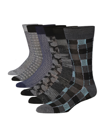 JAMES FIALLO Men's 6-Pairs Fashion Contemporary Chic Mixing Plaid