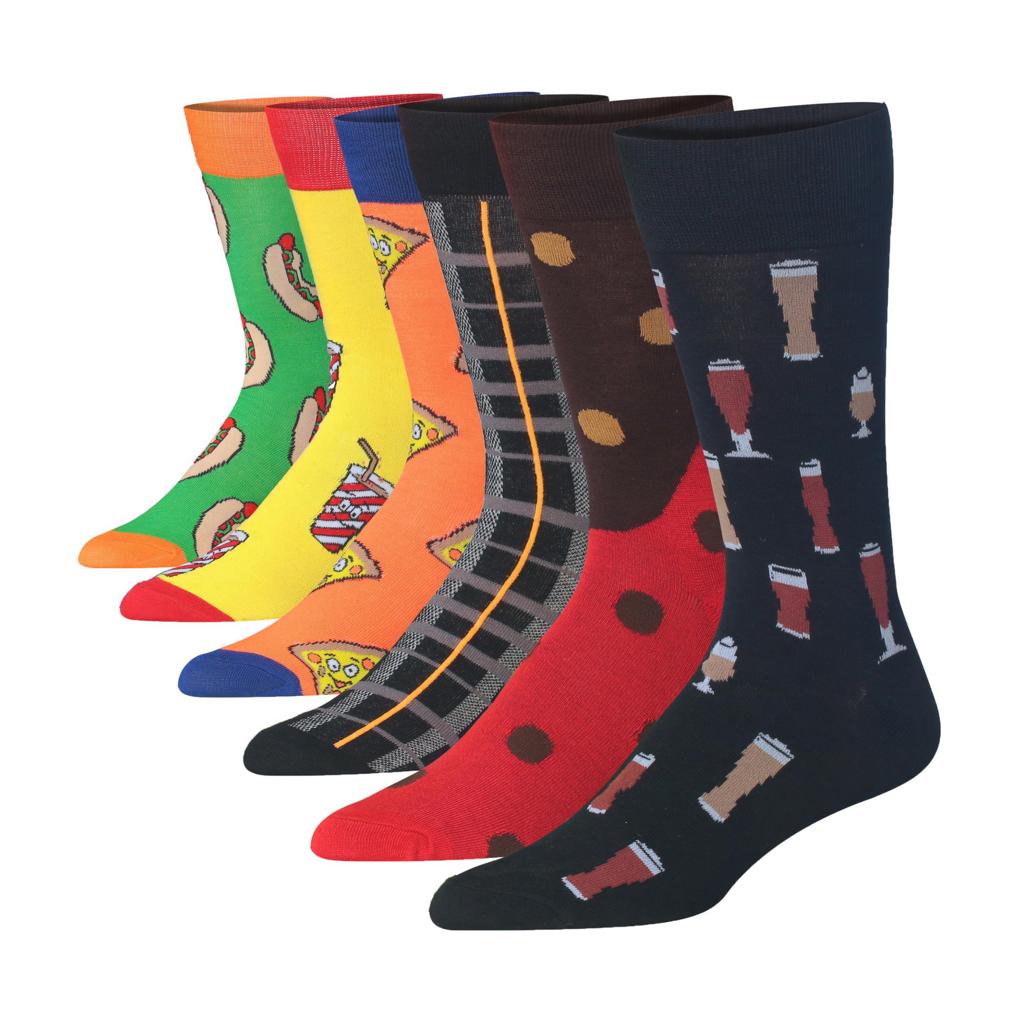 Men's 6 Pairs Casual Novelty Tasty Treats Palette Colorful Patterned