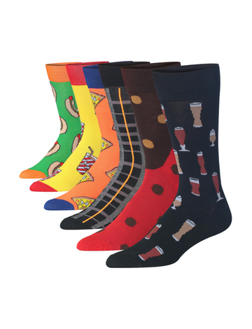 Men's 6 Pairs Casual Novelty Tasty Treats Palette Colorful Patterned