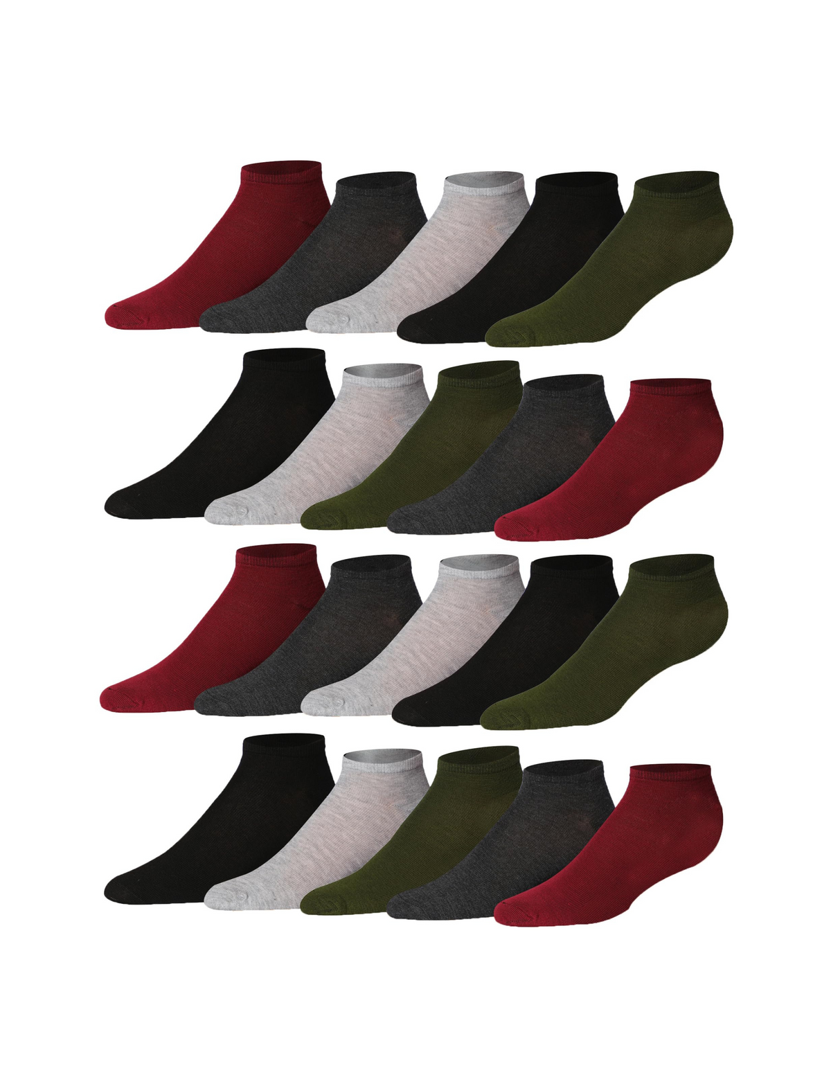 Men's 20 Pairs Classy Extra Lightweight Elegant Solid Dark Tones Low