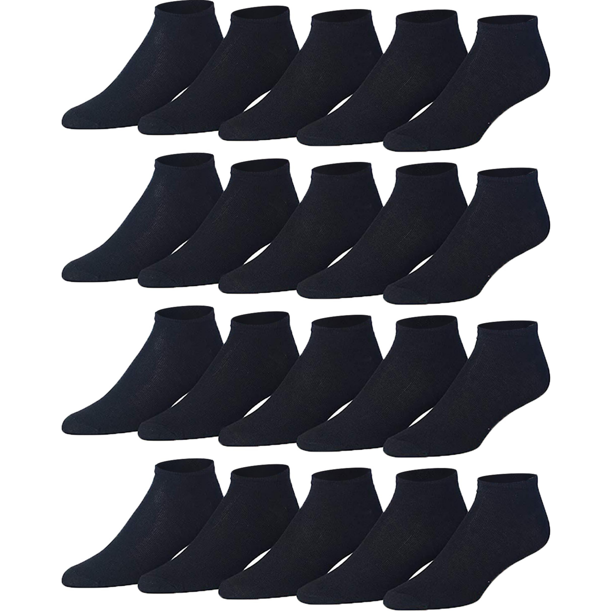Men's 20 Pairs Classy Extra Lightweight Solid Plain Black Low Cut/No