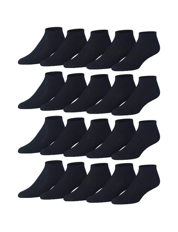 Men's 20 Pairs Classy Extra Lightweight Solid Plain Black Low Cut/No
