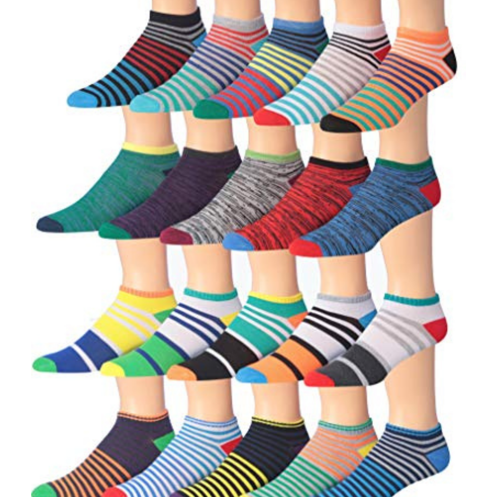 Men's 20 Pairs Classy Extra Lightweight Colorful Dynamic Lines of