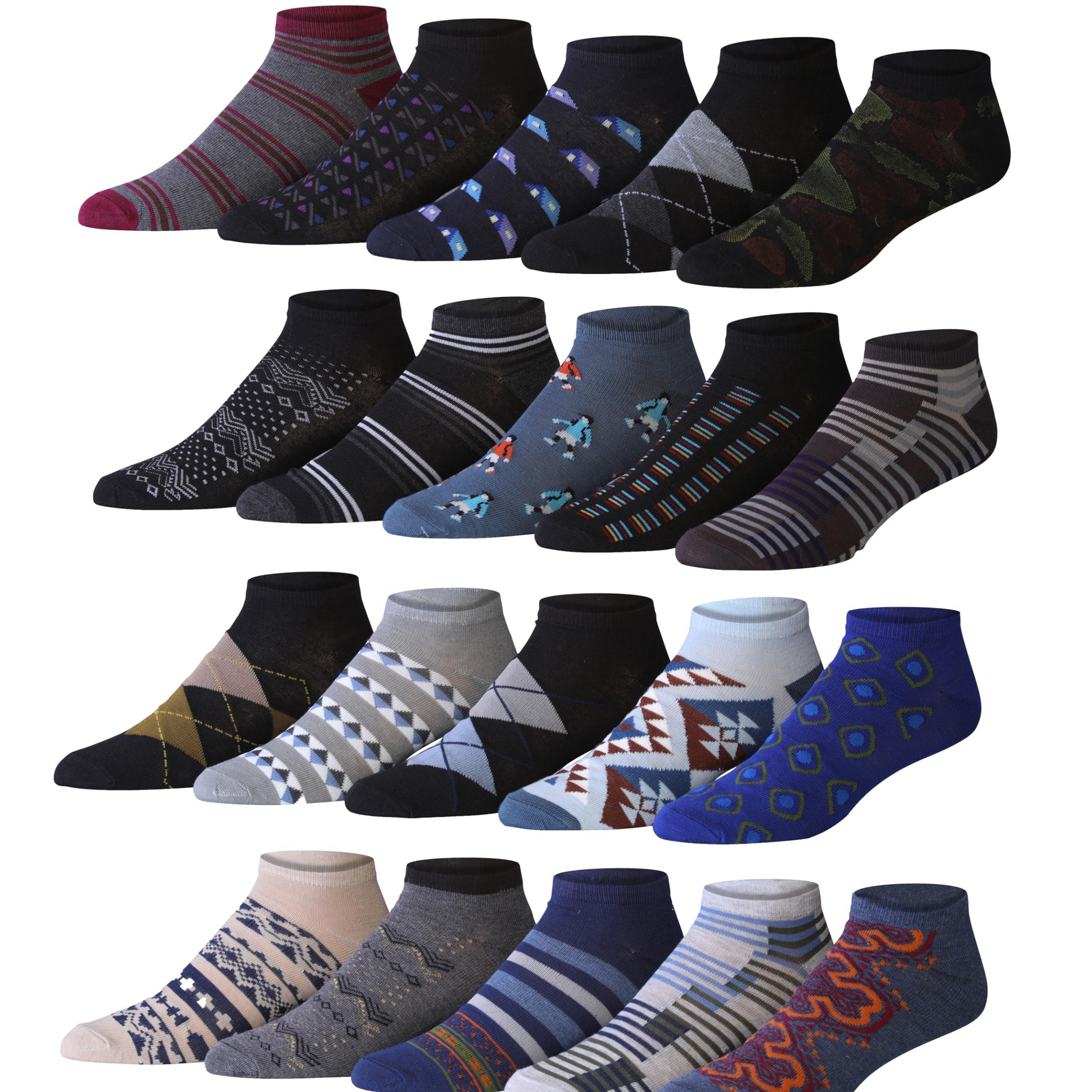 Men's 20 Pairs Classy Extra Lightweight Contemporary Argyle Stryped