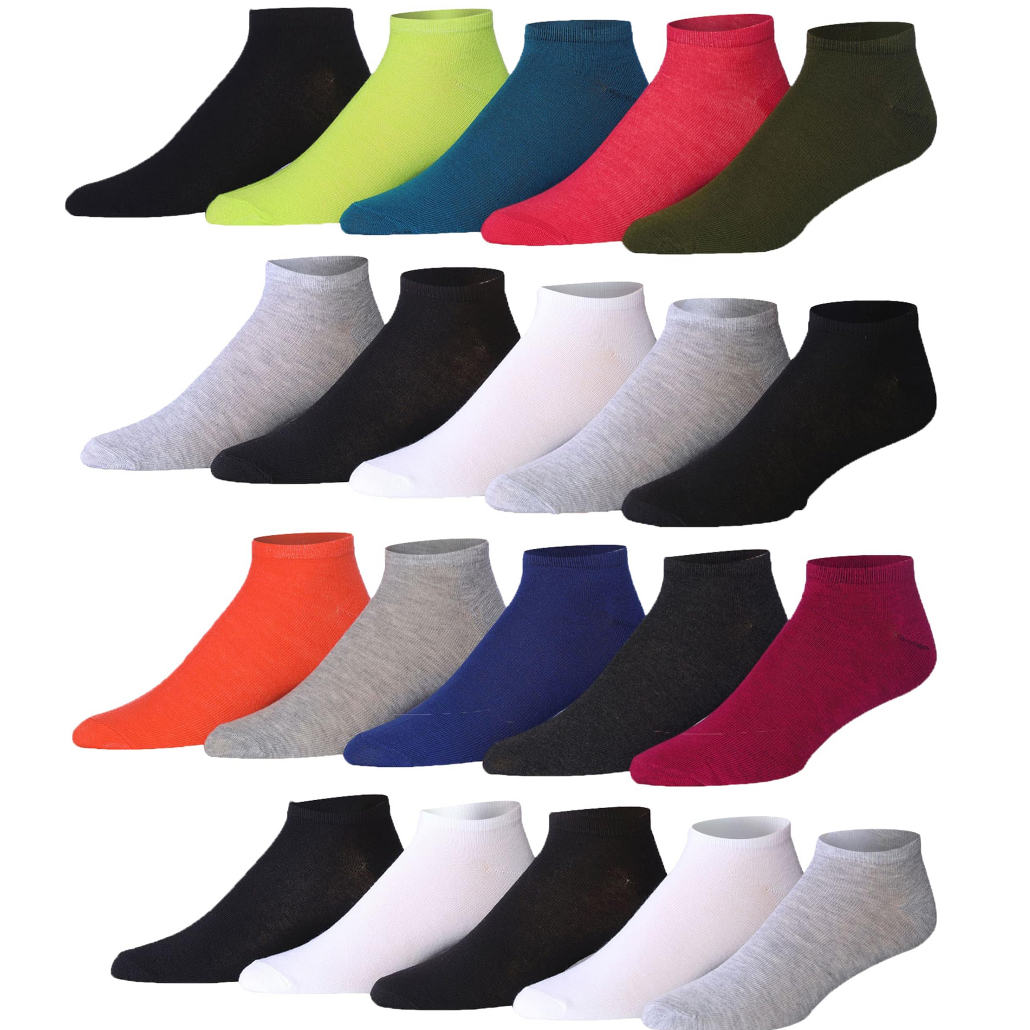 Men's 20 Pairs Classy Extra Lightweight Vivid Spectrum Solid Colors