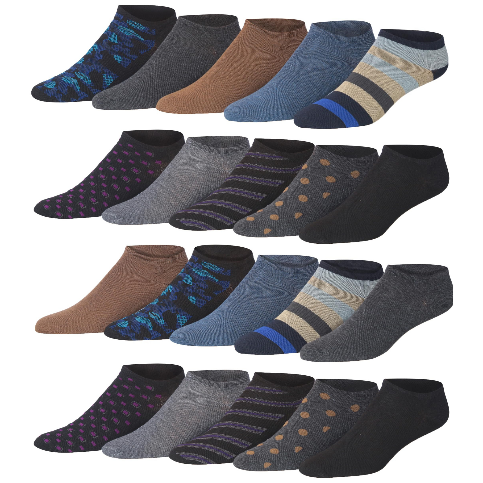 Men's 20 Pairs Classy Extra Lightweight Dark Colored Abstract and