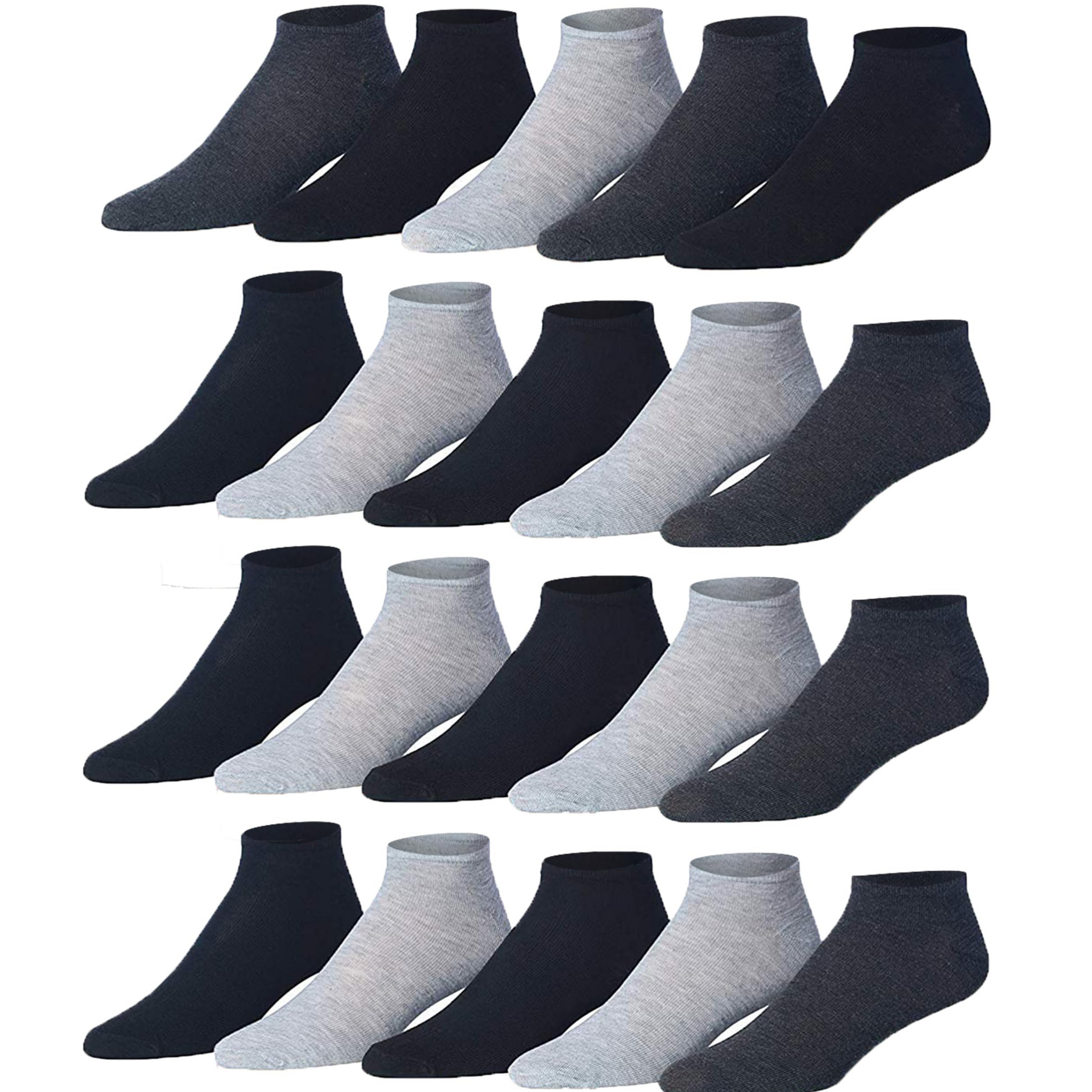 Men's 20 Pairs Classy Extra Lightweight Solid Neutral Monochrome