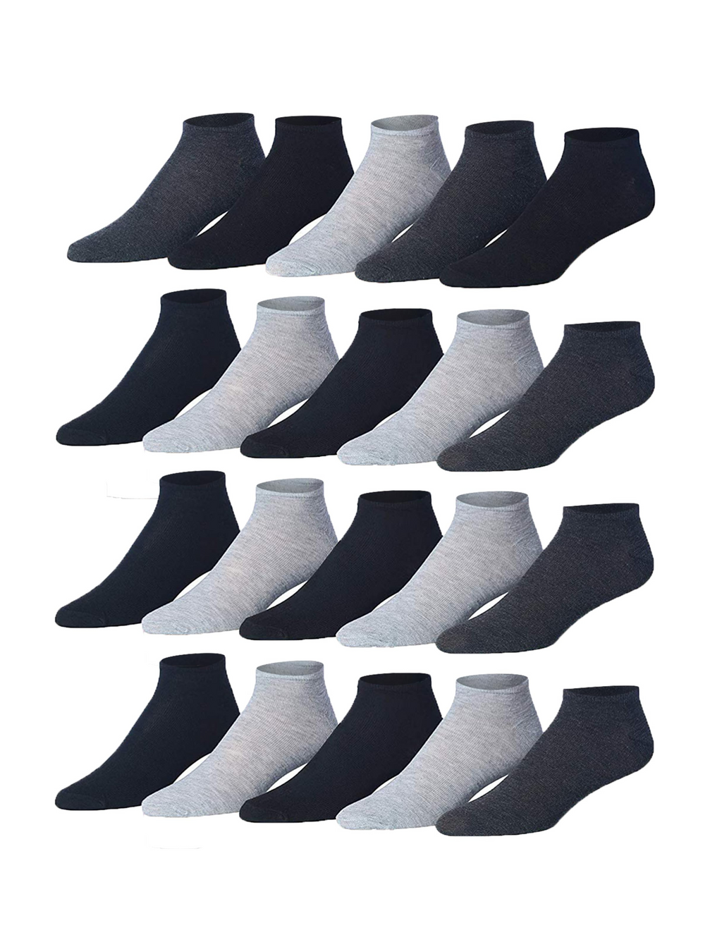 Men's 20 Pairs Classy Extra Lightweight Solid Neutral Monochrome