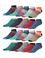 Men's 20 Pairs Classy Extra Lightweight Vivid Multicolor Stripes