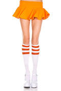 Music Legs 5726-WHITE-ORANGE Acrylic Knee High Socks with Striped Top&