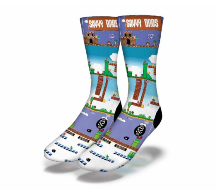 SAVVY BROS PLAY MARIO Fun Video Game Socks