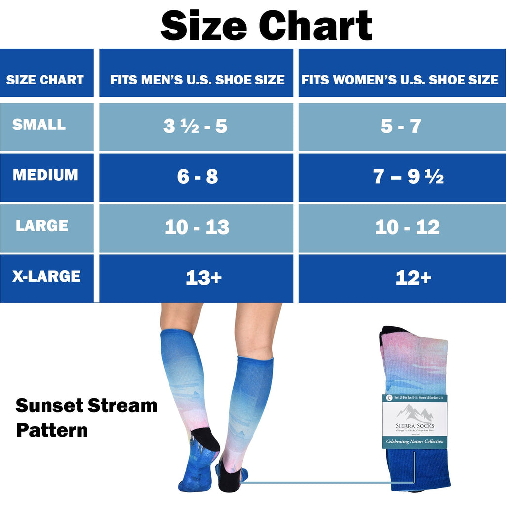 Men & Women's CoolMax Knee-High Socks, Nature Inspired Collection for