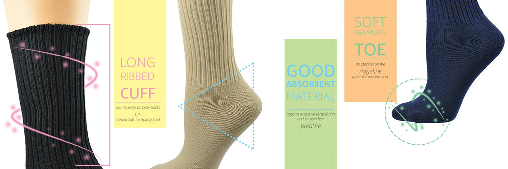 Women's Organic Cotton Crew Socks - in Smaller Sizes for Kids' School