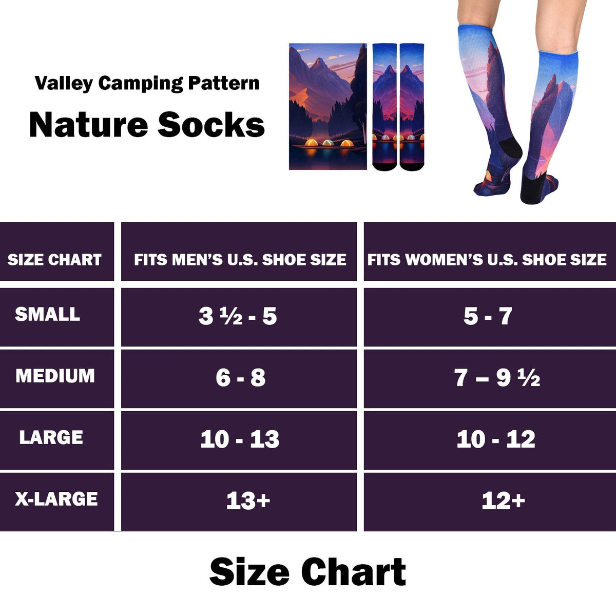 Men & Women's CoolMax Knee-High Socks, Nature Inspired Collection for
