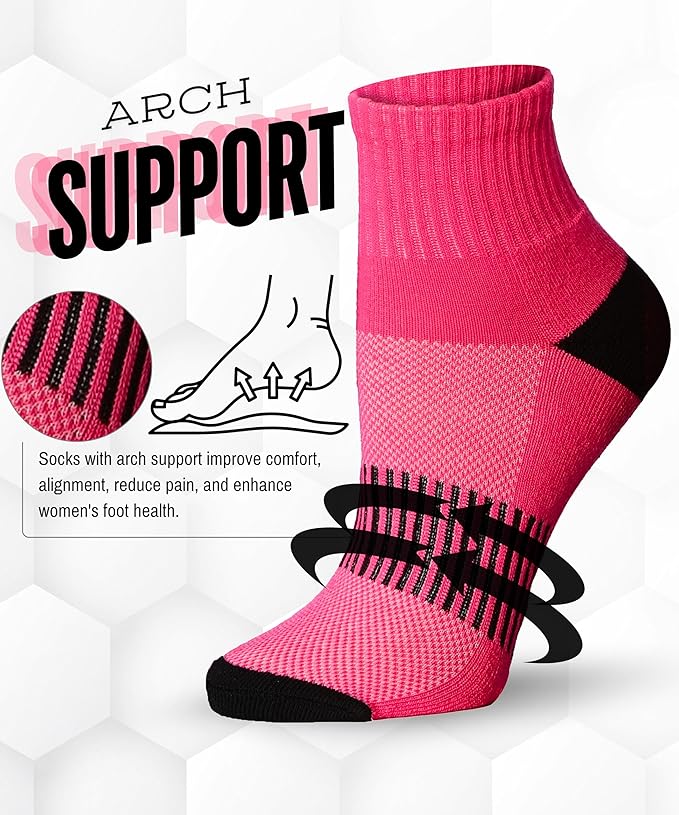 Tipi Toe Women's 6-Pairs Athletic Quarter Sports Socks Midnight Black