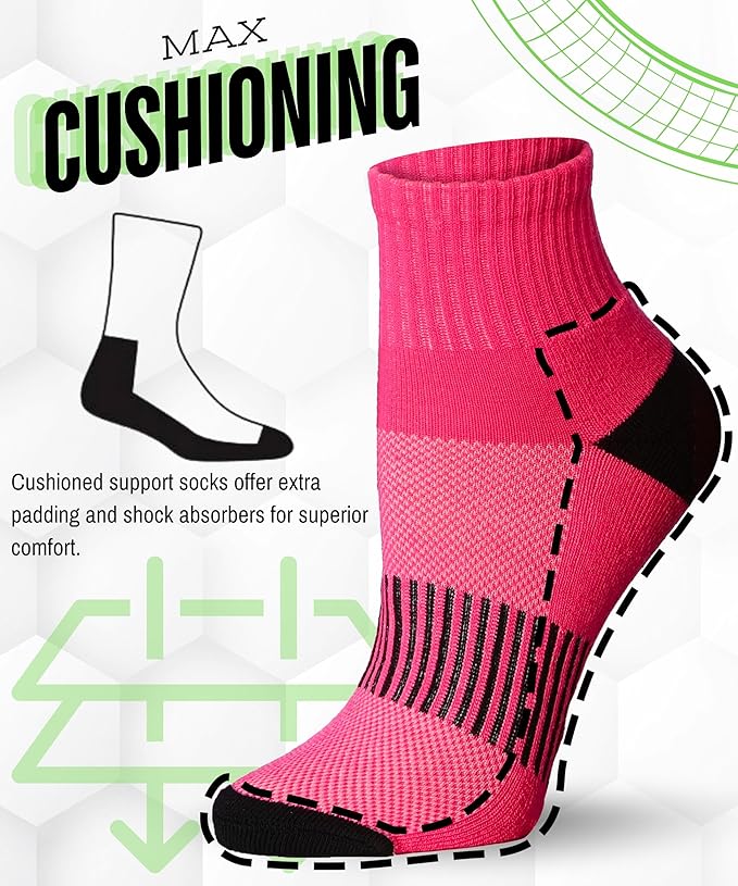 Tipi Toe Women's 6-Pairs Athletic Quarter Sports Socks Midnight Black