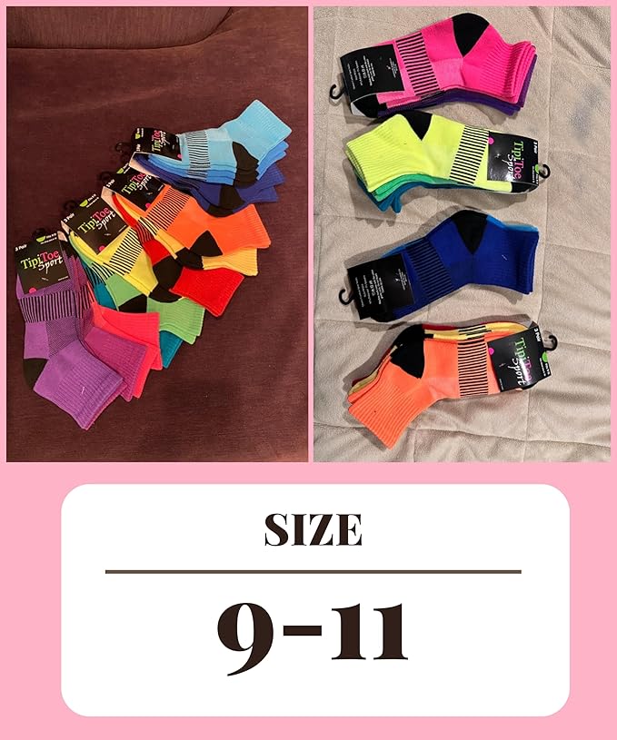 Tipi Toe Women's 6-Pairs Athletic Quarter Sports Socks Midnight Black