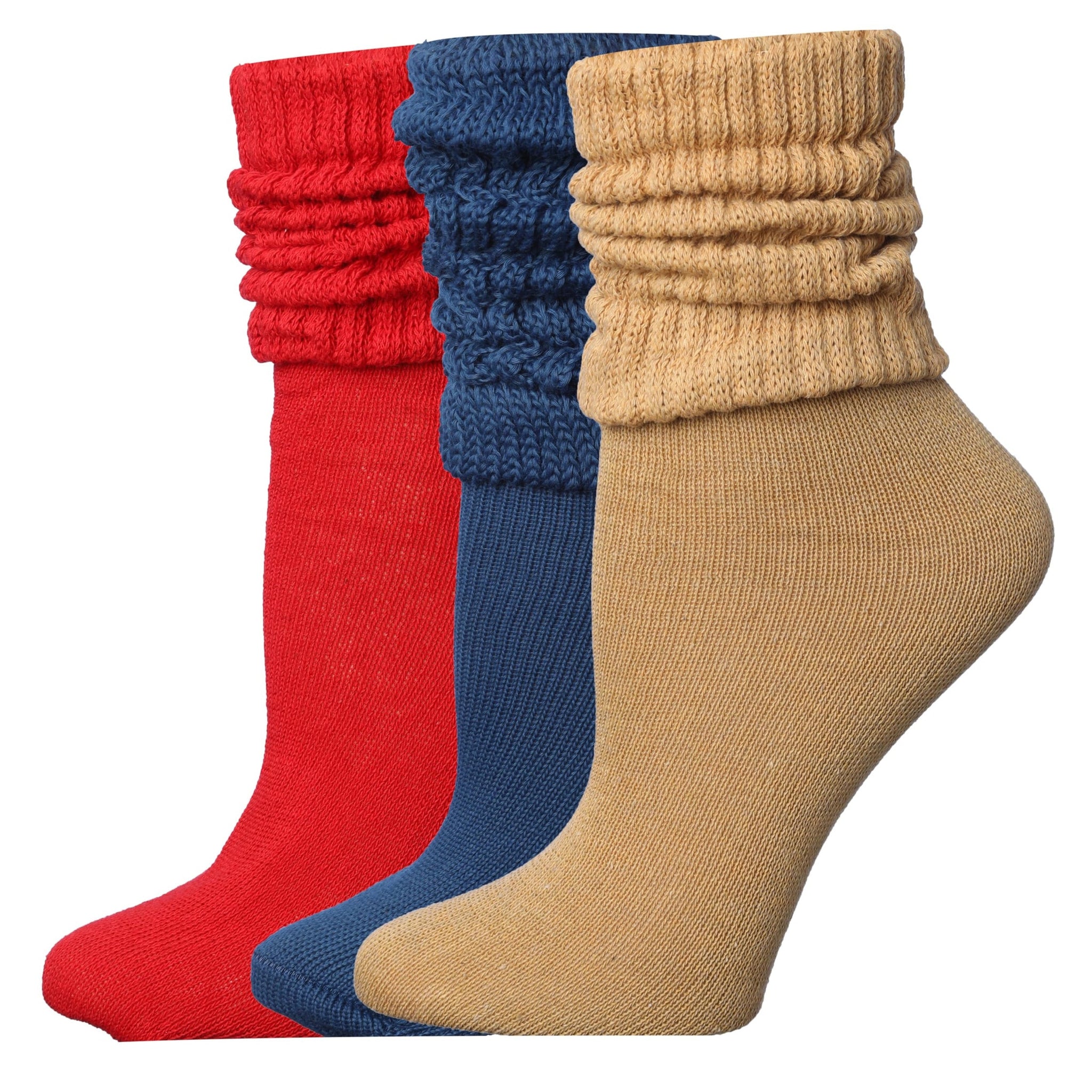 Tipi Toe 3 pack Women's Slouch Socks Knee High Boot Classic Trio Red