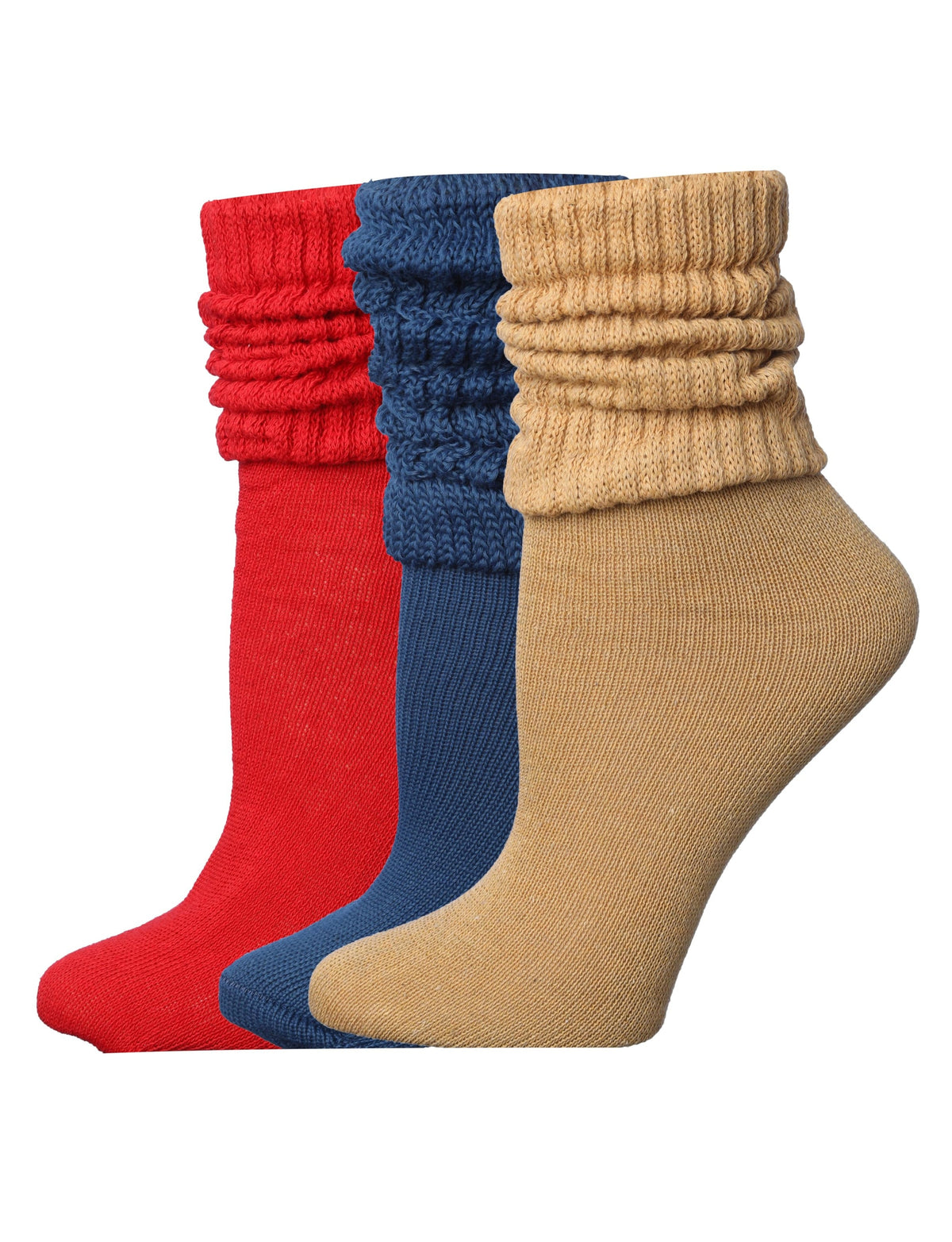 Tipi Toe 3 pack Women's Slouch Socks Knee High Boot Classic Trio Red