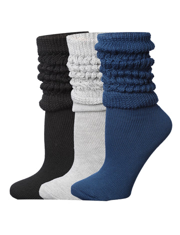 Tipi Toe 3 pairs Women's Slouch Socks Knee High Boot Monochromatic