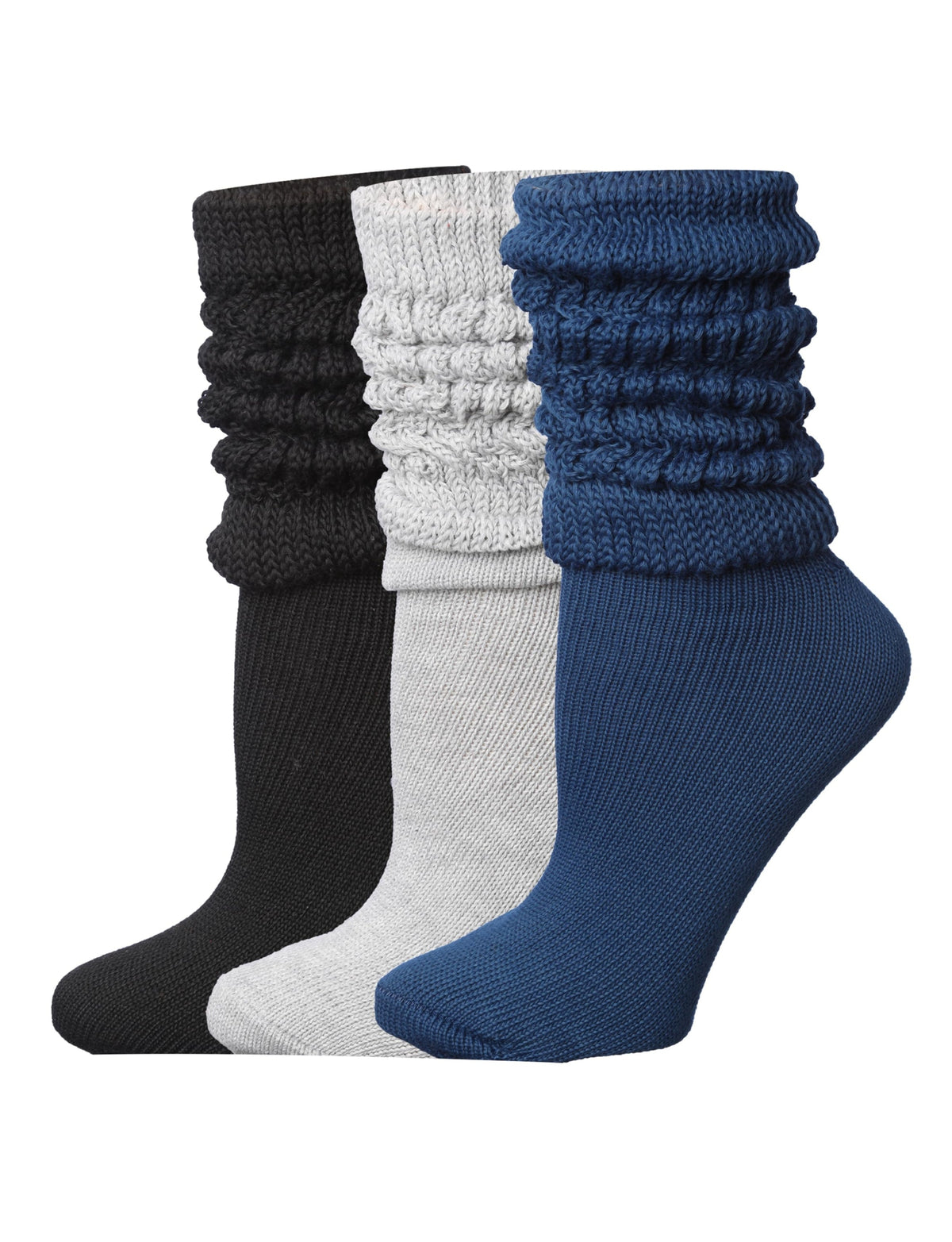 Tipi Toe 3 pairs Women's Slouch Socks Knee High Boot Monochromatic