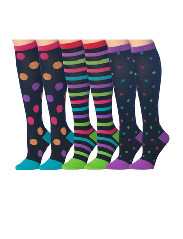 Tipi Toe 3-Pairs Compression Socks for Men & Women Daring Dots &