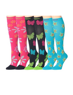 Tipi Toe 3-Pairs Compression Socks for Men & Women Floral Fantasy