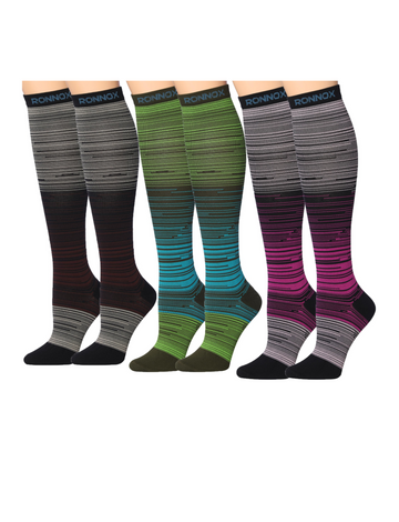 Tipi Toe Men & Women 3-Pairs Compression Socks Cosmic Contrast Black