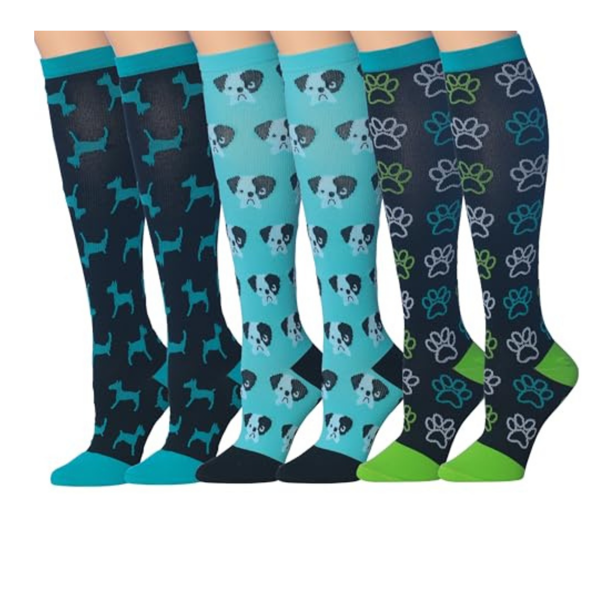 Tipi Toe 3-Pairs Compression Socks for Men & Women Doggy Delights Dark