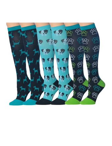 Tipi Toe 3-Pairs Compression Socks for Men & Women Doggy Delights Dark