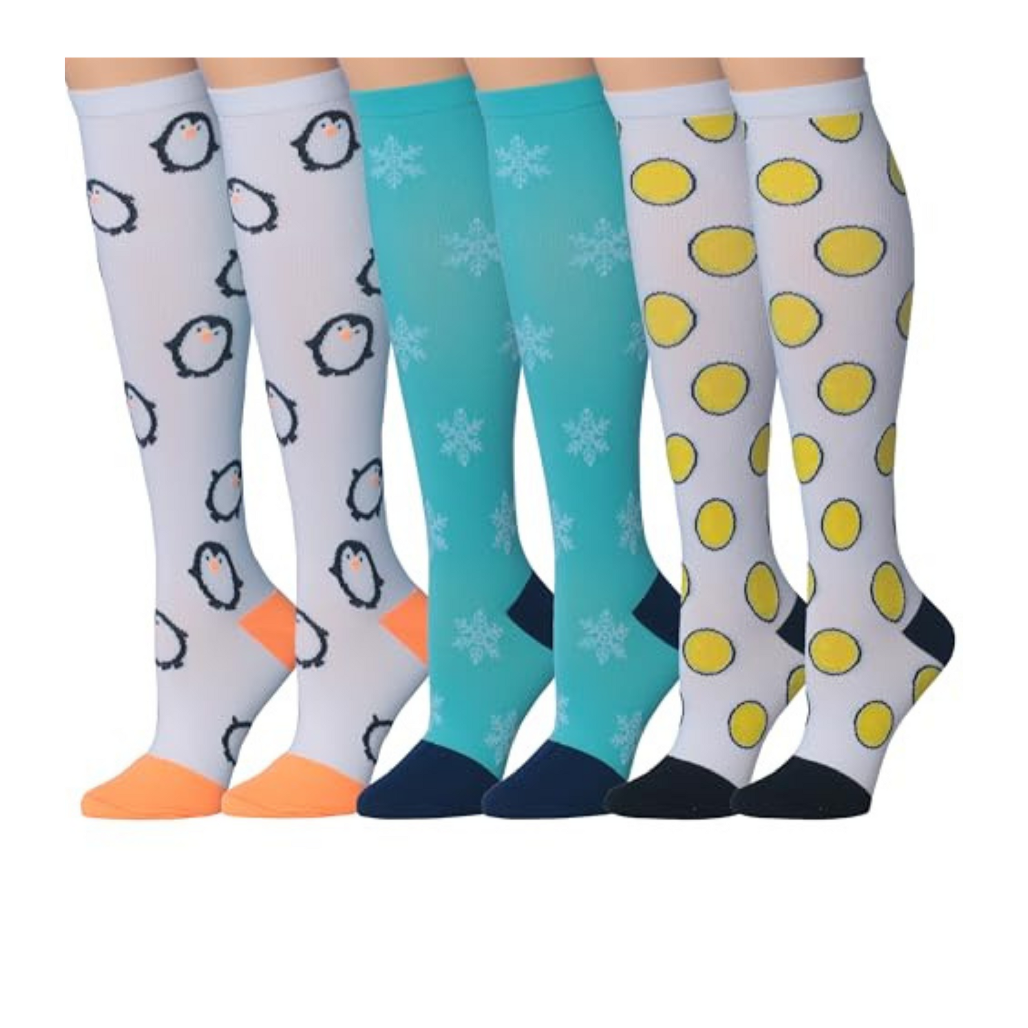 Tipi Toe 3-Pairs Compression Socks for Men & Women Winter Wonderland