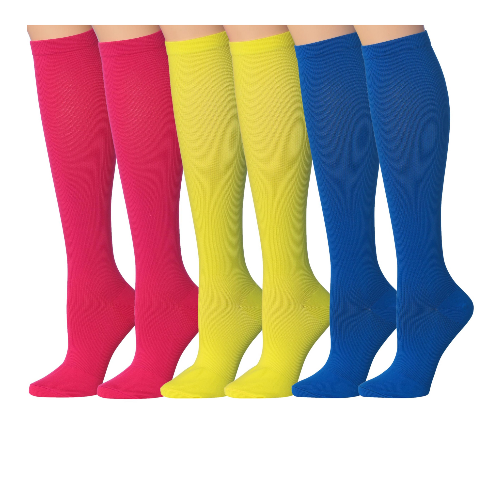 Tipi Toe 3-Pairs Compression Socks for Men & Women Cheerful Hues Pink