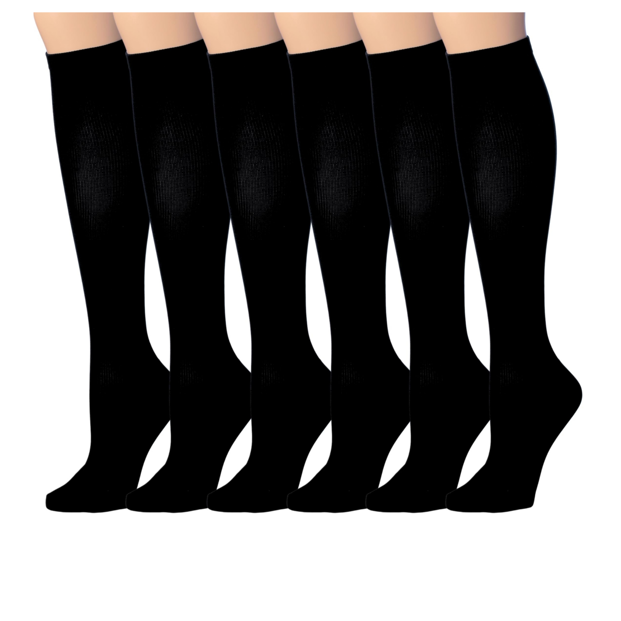 Tipi Toe 3-Pairs Compression Socks for Men & Women Solid Plain Black