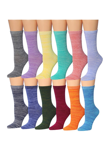 Women's 12 Pairs Lightweight Crew Socks – Colorful Bright Colors Space