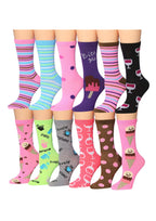 Women's 12 Pairs Lightweight Crew Socks – Colorful Ice Cream Patterns