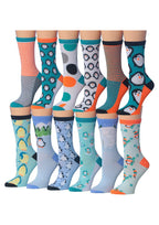 Women's 12 Pairs Lightweight Crew Socks – Colorful Penguins Design