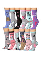 Women's 12 Pairs Lightweight Crew Socks – Colorful Animal Friends